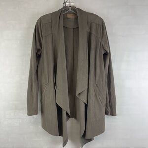 BlankNYC‎ Taupe Faux Vegan Suede Waterfall Open Front Jacket Size Medium